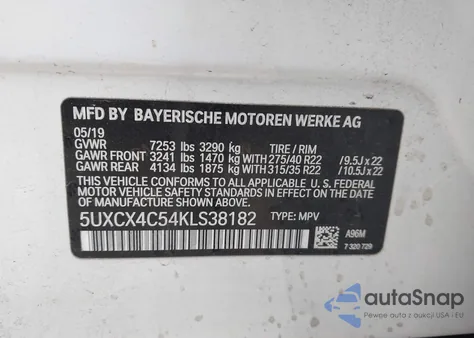 2019 BMW X7 xDrive50I from USA, damaged, VIN 5UXCX4C54KLS38182